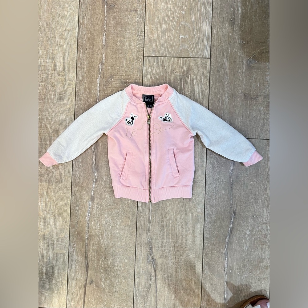 🔥3/$18🔥 Pink and White Jacket with Ribbed Cuffs. Girls size 18 months.